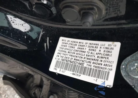 2013 Honda Civic Ex from USA, damaged, VIN 19XFB2F84DE214452